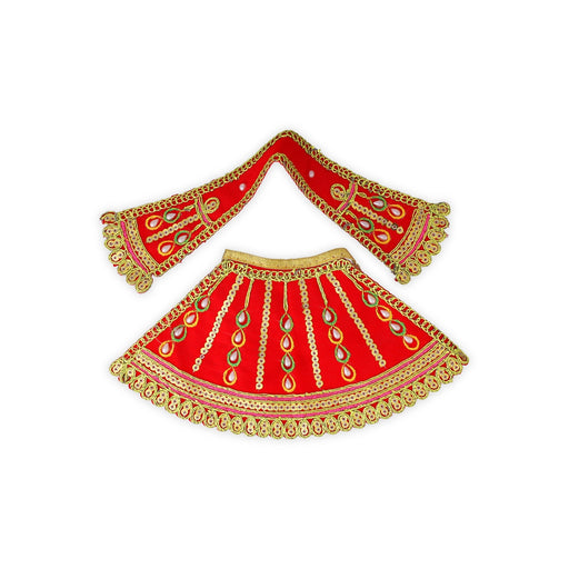Mata Poshak - 4.5 x 9 Inches | Designer Lehanga Patka / Amman Pavadai / Devi Dress for Deity - Devi Vastra