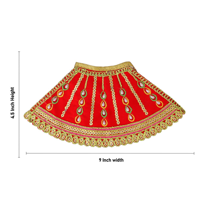 Mata Poshak - 4.5 x 9 Inches | Designer Lehanga Patka / Amman Pavadai / Devi Dress for Deity