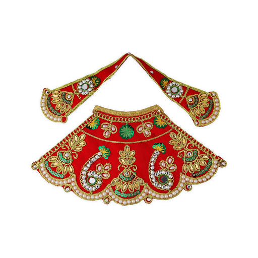 Amman Pavadai - 4.5 x 9 Inches | Embroidery Lehenga Patka / Devi Dress / Mata Poshak / Devi Vastra for Deity - Devi Vastra