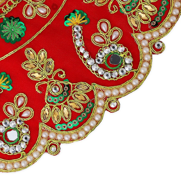 Amman Pavadai - 4.5 x 9 Inches | Embroidery Lehenga Patka / Devi Dress / Mata Poshak / Devi Vastra for Deity - Devi Vastra