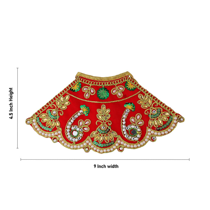 Amman Pavadai - 4.5 x 9 Inches | Embroidery Lehenga Patka / Devi Dress / Mata Poshak / Devi Vastra for Deity - Devi Vastra