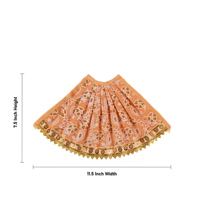 Devi Dress - 7.5 X 11.5 Inches | Mata Rani Poshak/ Lehenga Patka/ Glitter Design Amman Pavadai For Deity Decor - Devi Dress