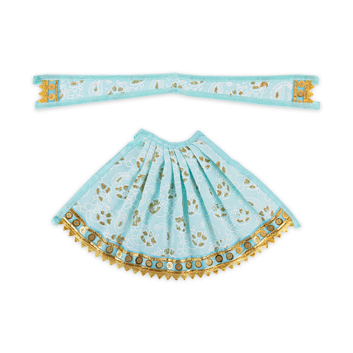 Devi Dress - 7.5 X 11.5 Inches | Mata Rani Poshak/ Lehenga Patka/ Glitter Design Amman Pavadai For Deity Decor - Devi Dress