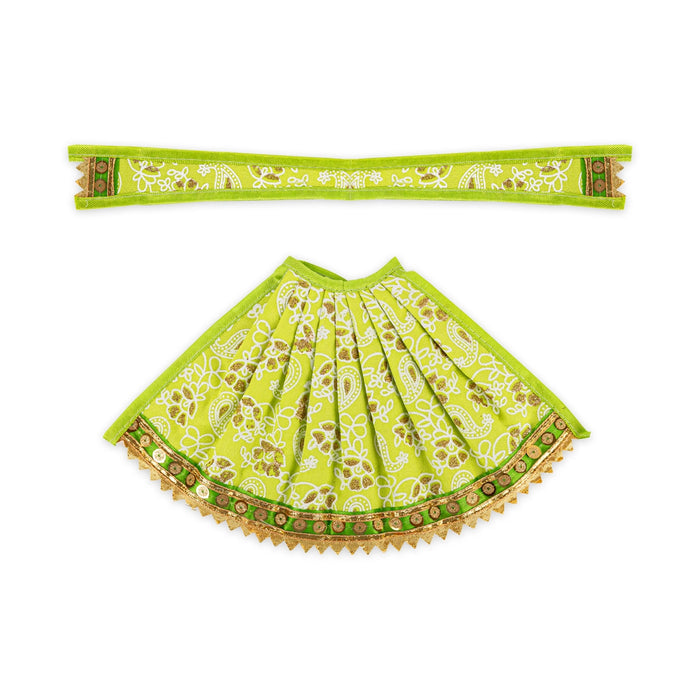 Devi Dress - 7.5 X 11.5 Inches | Mata Rani Poshak/ Lehenga Patka/ Glitter Design Amman Pavadai For Deity Decor - Devi Dress