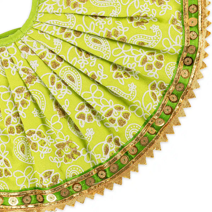 Devi Dress - 7.5 X 11.5 Inches | Mata Rani Poshak/ Lehenga Patka/ Glitter Design Amman Pavadai For Deity Decor - Devi Dress