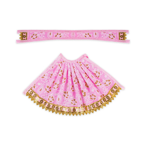 Devi Dress - 7.5 X 11.5 Inches | Mata Rani Poshak/ Lehenga Patka/ Glitter Design Amman Pavadai For Deity Decor - Devi Dress