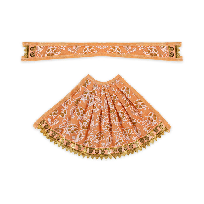 Devi Dress - 7.5 X 11.5 Inches | Mata Rani Poshak/ Lehenga Patka/ Glitter Design Amman Pavadai For Deity Decor - Devi Dress