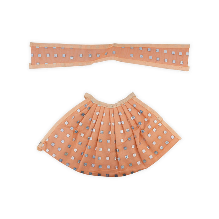 Devi Dress - 5.75 Inches | Mata Rani Poshak/ Lehenga Patka/ Glitter Design Amman Pavadai For Deity Decor - Devi Dress