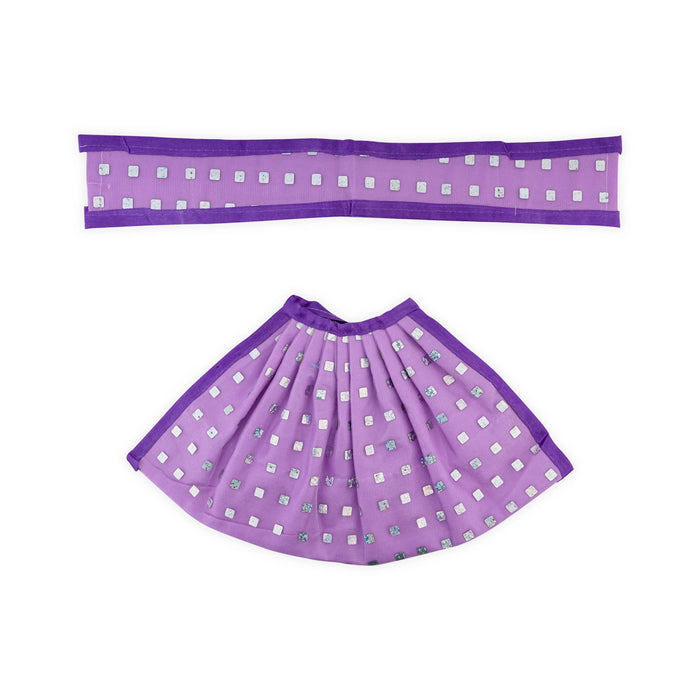 Devi Dress - 5.75 Inches | Mata Rani Poshak/ Lehenga Patka/ Glitter Design Amman Pavadai For Deity Decor - Devi Dress