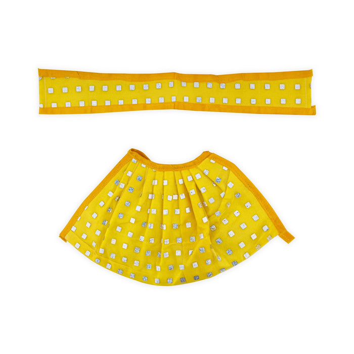 Devi Dress - 5.75 Inches | Mata Rani Poshak/ Lehenga Patka/ Glitter Design Amman Pavadai For Deity Decor - Devi Dress