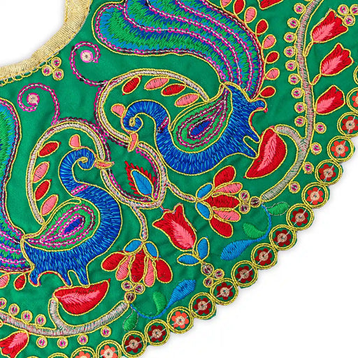 Devi Dress - 7 Inches | Mata Rani Poshak/ Lehenga Patka/ Peacock Design Amman Pavadai For Deity Decor - Devi Dress