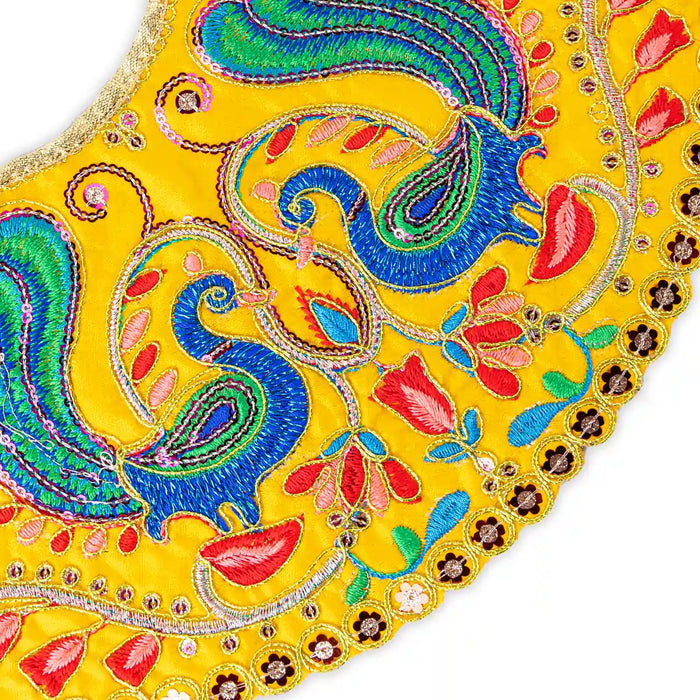 Devi Dress - 7 Inches | Mata Rani Poshak/ Lehenga Patka/ Peacock Design Amman Pavadai For Deity Decor - Devi Dress