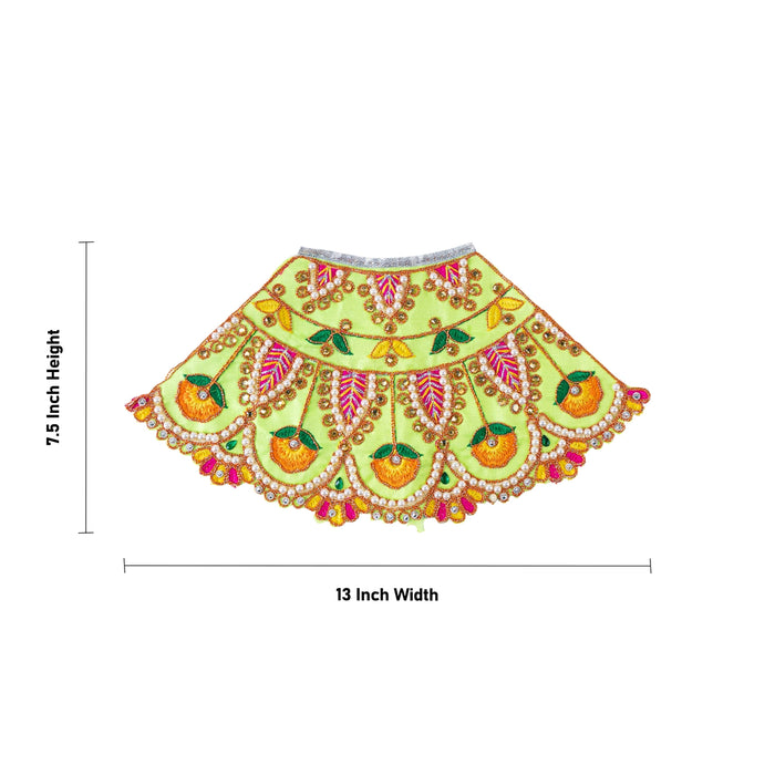 Devi Dress - 7.5 X 13 Inches | Mata Rani Poshak/ Lehenga Patka/ Embroidery Design Amman Pavadai For Deity Decor - Devi Dress