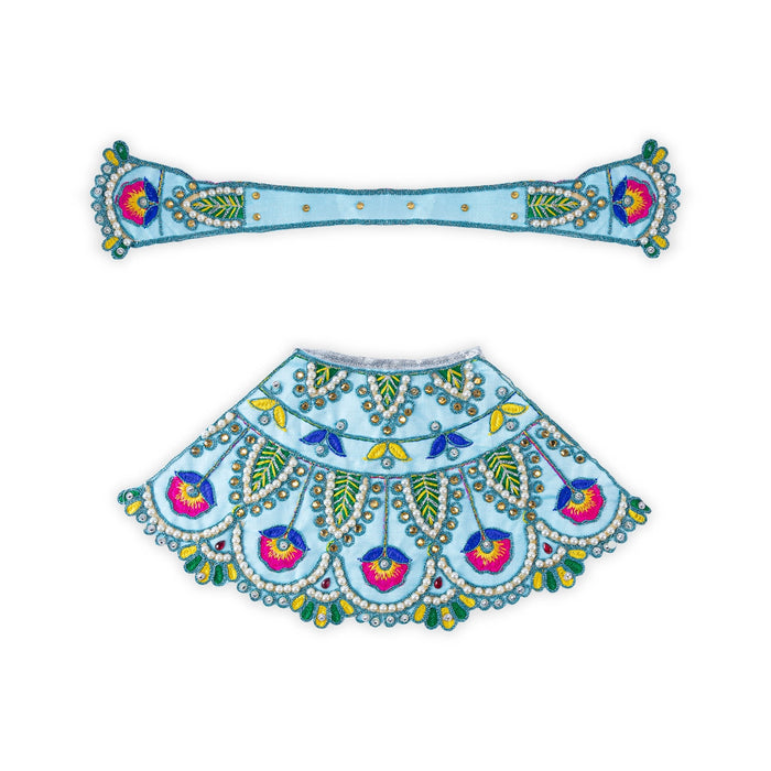 Devi Dress - 7.5 X 13 Inches | Mata Rani Poshak/ Lehenga Patka/ Embroidery Design Amman Pavadai For Deity Decor - Devi Dress