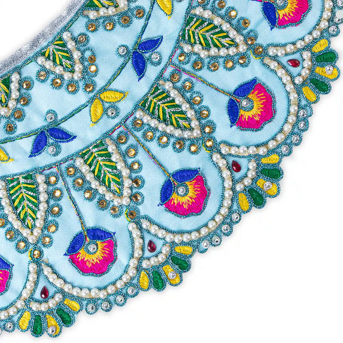 Devi Dress - 7.5 X 13 Inches | Mata Rani Poshak/ Lehenga Patka/ Embroidery Design Amman Pavadai For Deity Decor - Devi Dress