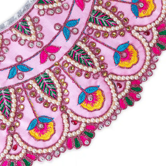 Devi Dress - 7.5 X 13 Inches | Mata Rani Poshak/ Lehenga Patka/ Embroidery Design Amman Pavadai For Deity Decor - Devi Dress