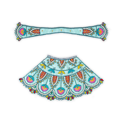 Devi Dress - 7.5 X 13 Inches | Mata Rani Poshak/ Lehenga Patka/ Embroidery Design Amman Pavadai For Deity Decor - Devi Dress