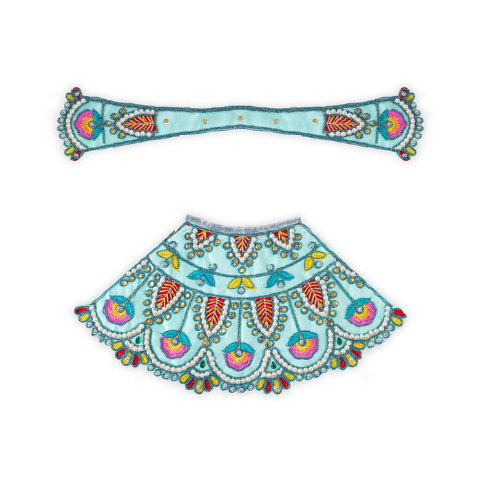 Devi Dress - 7.5 X 13 Inches | Mata Rani Poshak/ Lehenga Patka/ Embroidery Design Amman Pavadai For Deity Decor - Devi Dress