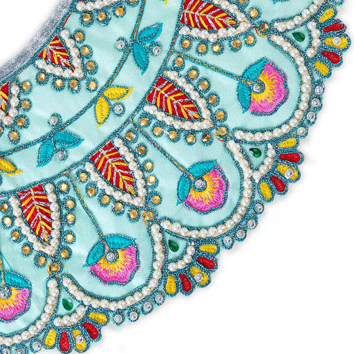 Devi Dress - 7.5 X 13 Inches | Mata Rani Poshak/ Lehenga Patka/ Embroidery Design Amman Pavadai For Deity Decor - Devi Dress