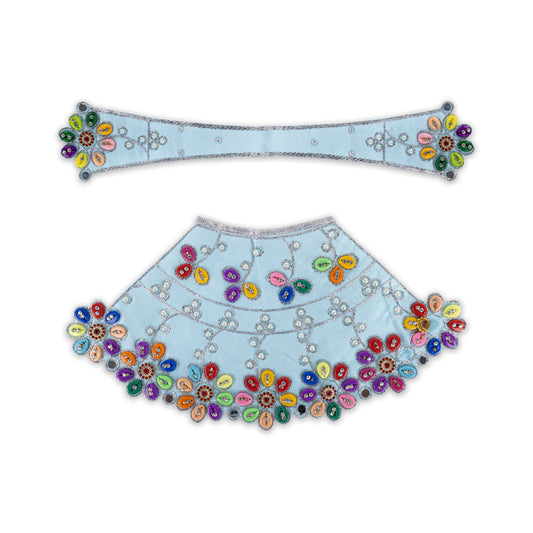 Devi Dress - 8 X 15 Inches | Mata Rani Poshak/ Lehenga Patka/ Beads Design Amman Pavadai For Deity Decor - Devi Dress