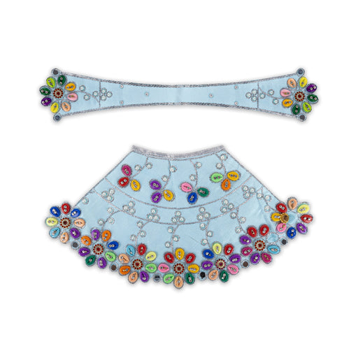 Devi Dress - 8 X 15 Inches | Mata Rani Poshak/ Lehenga Patka/ Beads Design Amman Pavadai For Deity Decor - Devi Dress