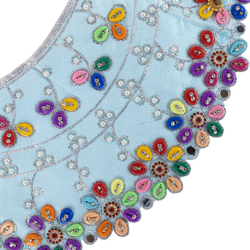 Devi Dress - 8 X 15 Inches | Mata Rani Poshak/ Lehenga Patka/ Beads Design Amman Pavadai For Deity Decor - Devi Dress