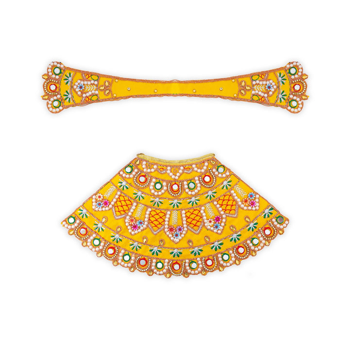 Devi Dress - 8 X 13 Inches | Mata Rani Poshak/ Lehenga Patka/ Embroidery Design Amman Pavadai For Deity Decor - Devi Dress