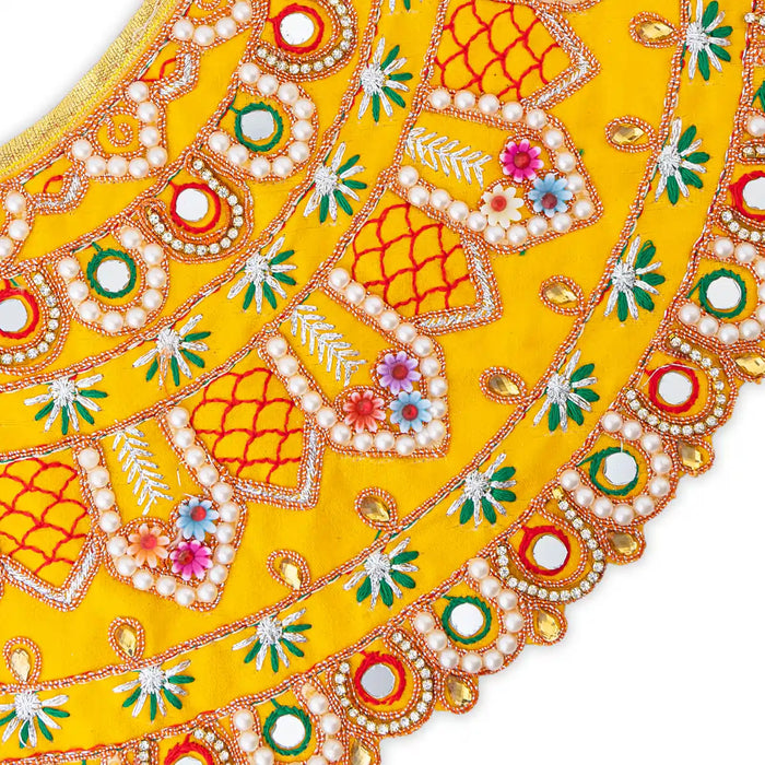 Devi Dress - 8 X 13 Inches | Mata Rani Poshak/ Lehenga Patka/ Embroidery Design Amman Pavadai For Deity Decor - Devi Dress