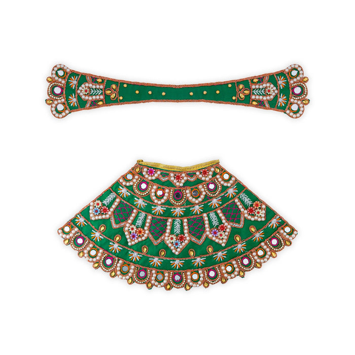 Devi Dress - 8 X 13 Inches | Mata Rani Poshak/ Lehenga Patka/ Embroidery Design Amman Pavadai For Deity Decor - Devi Dress