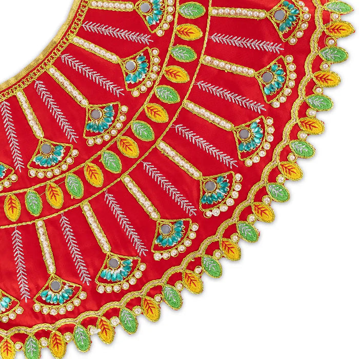 Devi Dress - 10 X 19 Inches | Mata Rani Poshak/ Lehenga Patka/ Embroidery Design Amman Pavadai For Deity Decor - Devi Dress