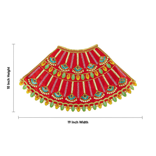 Devi Dress - 10 X 19 Inches | Mata Rani Poshak/ Lehenga Patka/ Embroidery Design Amman Pavadai For Deity Decor - Devi Dress