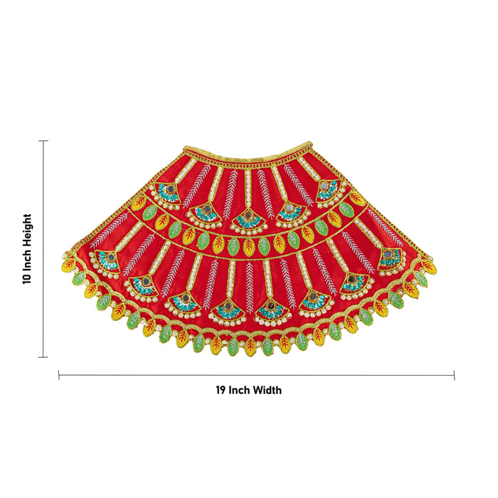 Devi Dress - 10 X 19 Inches | Mata Rani Poshak/ Lehenga Patka/ Embroidery Design Amman Pavadai For Deity Decor - Devi Dress
