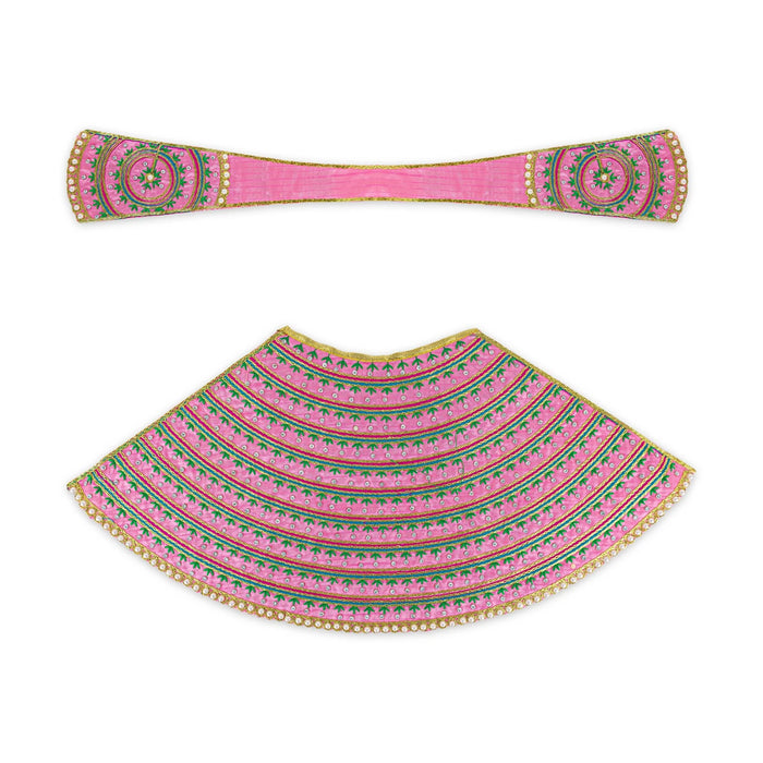 Devi Dress - 9 X 21 Inches | Mata Rani Poshak/ Lehenga Patka/ Embroidery Design Amman Pavadai For Deity Decor - Devi Dress