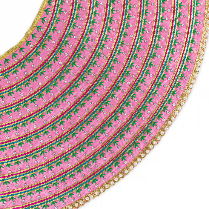 Devi Dress - 9 X 21 Inches | Mata Rani Poshak/ Lehenga Patka/ Embroidery Design Amman Pavadai For Deity Decor - Devi Dress