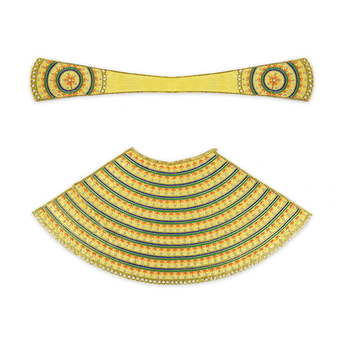 Devi Dress - 9 X 21 Inches | Mata Rani Poshak/ Lehenga Patka/ Embroidery Design Amman Pavadai For Deity Decor - Devi Dress