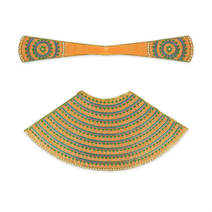 Devi Dress - 9 X 21 Inches | Mata Rani Poshak/ Lehenga Patka/ Embroidery Design Amman Pavadai For Deity Decor - Devi Dress