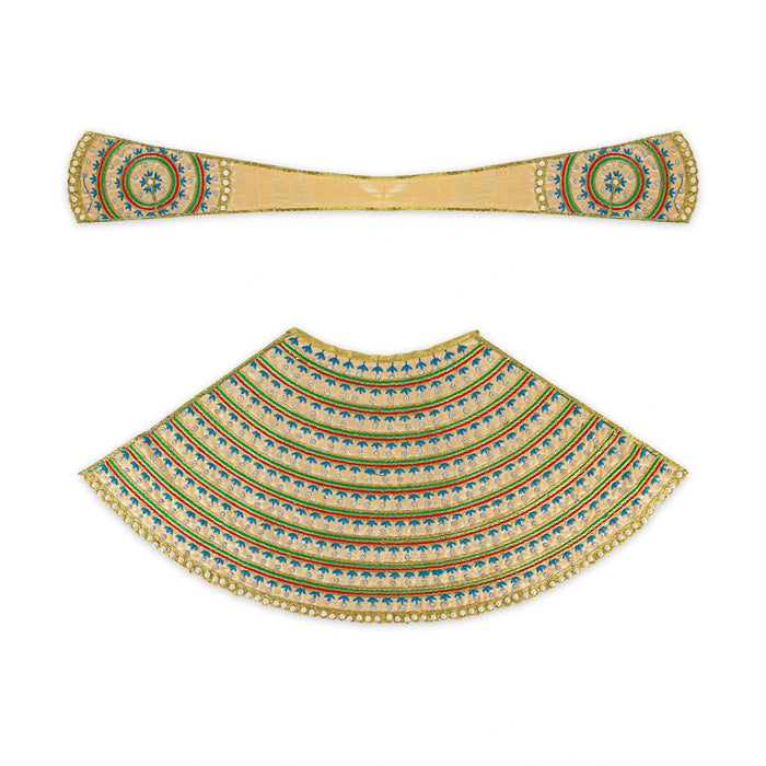 Devi Dress - 9 X 21 Inches | Mata Rani Poshak/ Lehenga Patka/ Embroidery Design Amman Pavadai For Deity Decor - Devi Dress