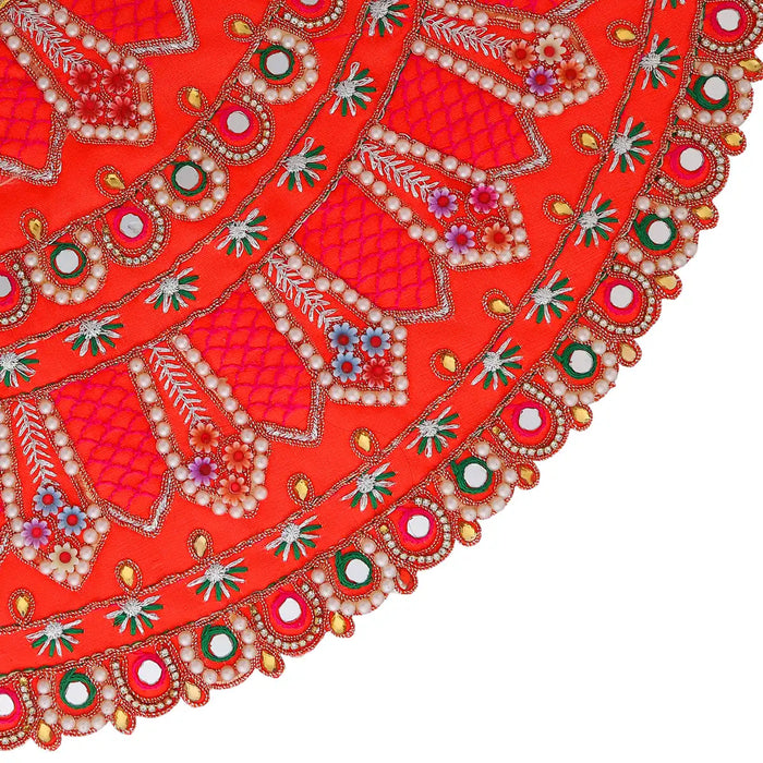 Devi Dress - 10 X 19 Inches | Mata Rani Poshak/ Lehenga Patka/ Stone Design Amman Pavadai For Deity Décor - Devi Vastra
