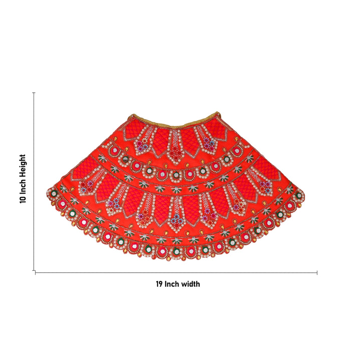 Devi Dress - 10 X 19 Inches | Mata Rani Poshak/ Lehenga Patka/ Stone Design Amman Pavadai For Deity Décor - Devi Vastra