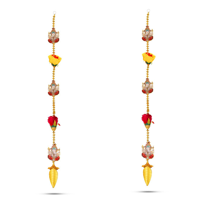 Side Toran Pair - 41 Inches | Flower with Ganesha Design Thoran/ Artificial Toran for Home Decor