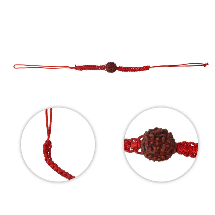 Rudraksha Thread Bracelet – 10.5 Inches | Adjustable Red Thread Band / Spiritual Wrist Bracelet For Daily Wear