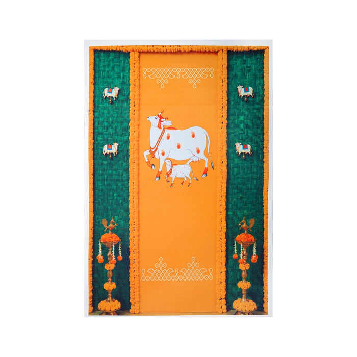 Pooja Screen - 4 x 6 Inches | Cotton Curtain / Temple Screen / Decorative Curtain For Pooja Room