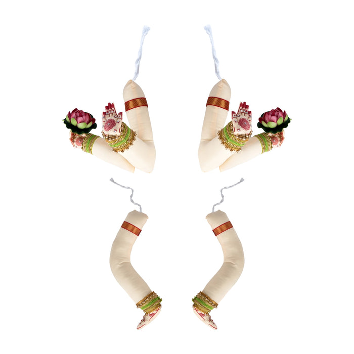 Lakshmi Paduka & Lakshmi Hands Set - 17 x 3 Inches | Cloth Hand & Leg/ Hastham Padham Holding Lotus