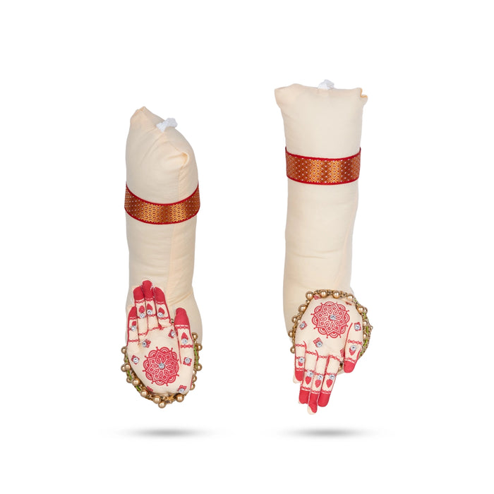 Lakshmi Paduka & Lakshmi Hands Set - 17 x 3 Inches | Cloth Hand & Leg/ Hastham Padham Holding Lotus