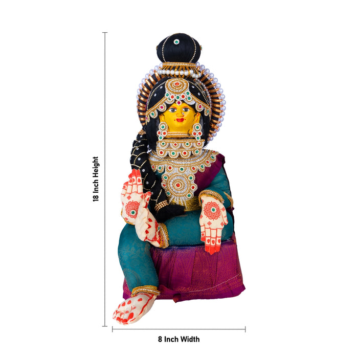 Amman Alangara Stand With Face - 18 x 8 Inches | Varalakshmi Devi Stand/ Ammavari Stand For Pooja Decor