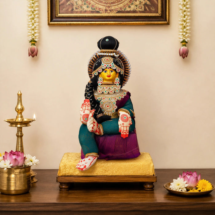 Amman Alangara Stand With Face - 18 x 8 Inches | Varalakshmi Devi Stand/ Ammavari Stand For Pooja Decor