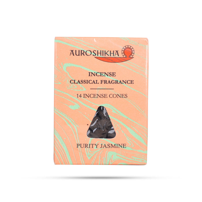 Aeroshikha Purity Jasmine Incense Cones - 14 Pcs | Incense Classical Fragrance/ Dhoop Cones/ Sambrani Cones for Pooja