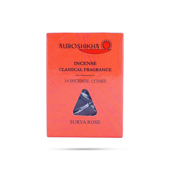 Auroshikha Surya Rose Dhoop Cone - 14 Sticks | Classical Fragrance Incense Cone/ Cone Dhoop Batti for Pooja