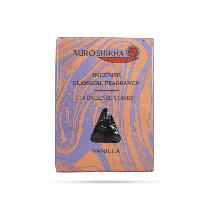 Auroshikha Vanilla Incense Cones - 14 Pcs | Incense Classical Fragrance/ Dhoop Cones/ Sambrani Cones for Pooja