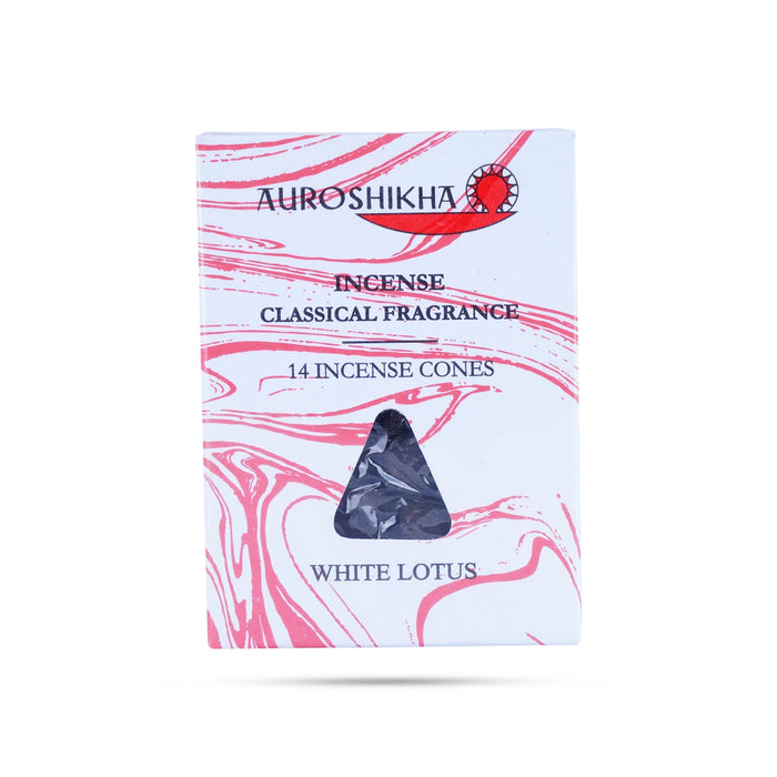 Auroshikha White Lotus Dhoop Cone - 14 Sticks | Classical Fragrance Incense Cone/ Cone Dhoop Batti for Pooja